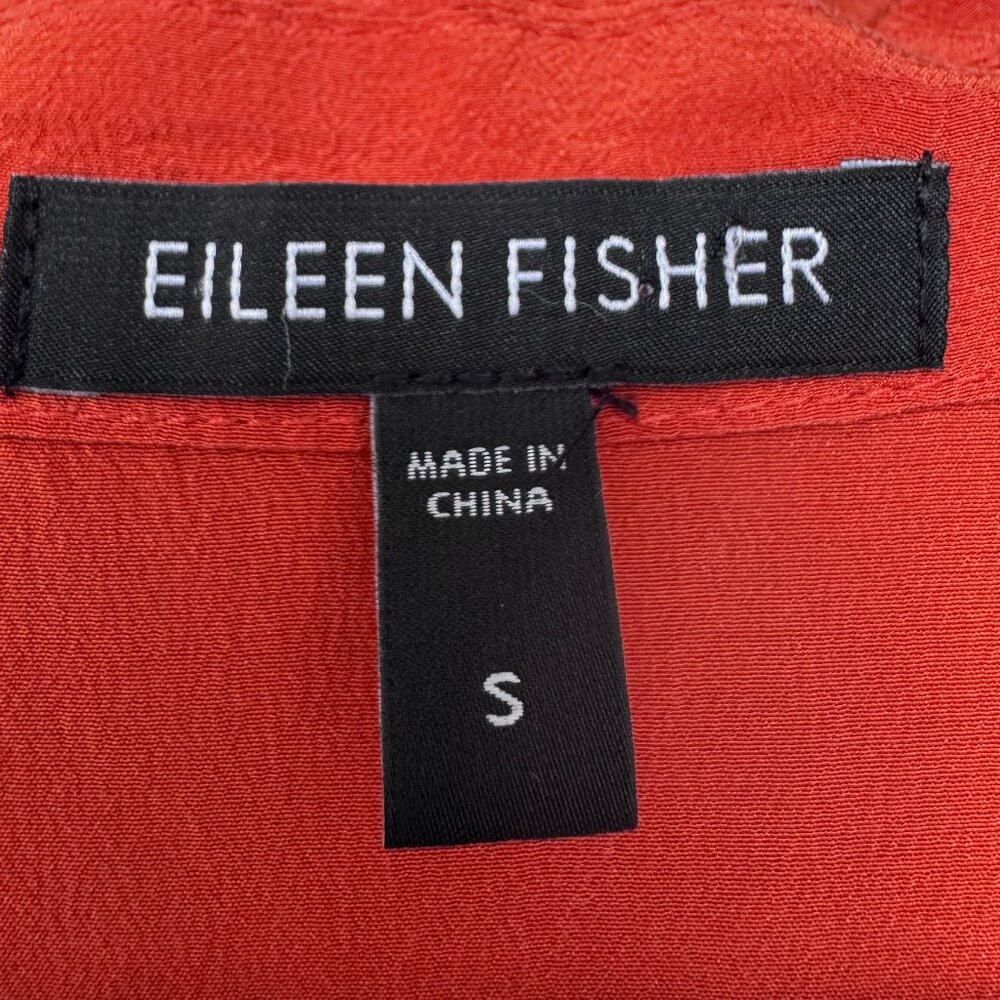Eileen Fisher long sleeve button down shirt red orange women's size S - Picture 5 of 6